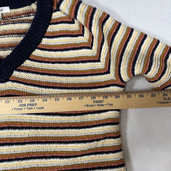 MADEWELL Arden Sweater Women’s M Striped V Neck Cropped Pullover - Picture 5 of 7